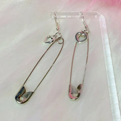 Safety Pin Heart Earrings