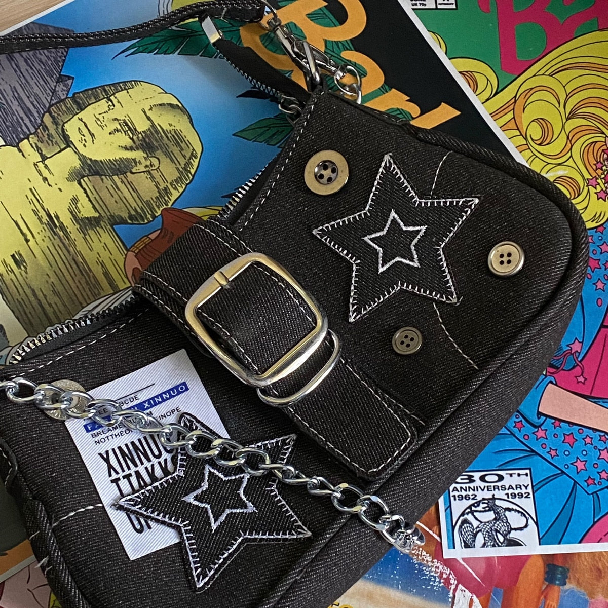 Sac à bandoulière en jean Y2K Star