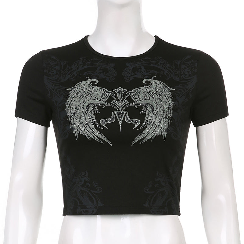 Graphic Wing Crop Top