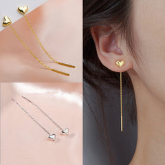 Long Heart Thread Chain Earrings