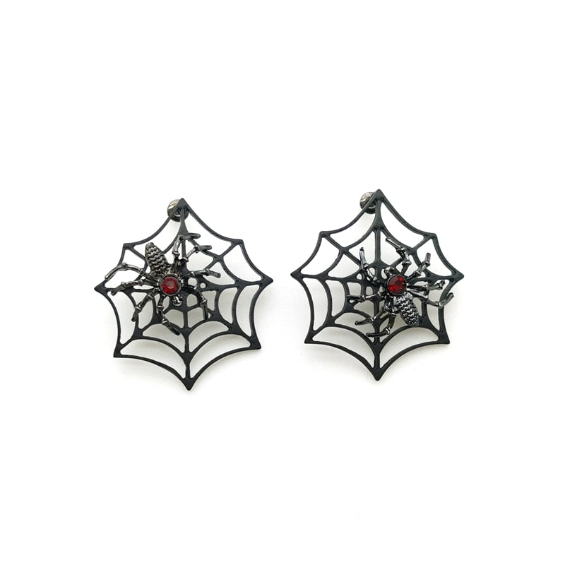 Dark Jewel Spider Web Earrings