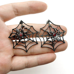 Dark Jewel Spider Web Earrings