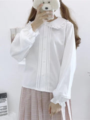 Kawaii Long Sleeve Peter Pan Collar Blouse