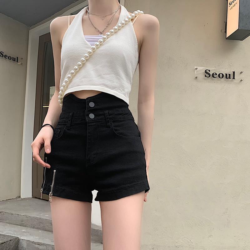 High Waist Zipper Shorts