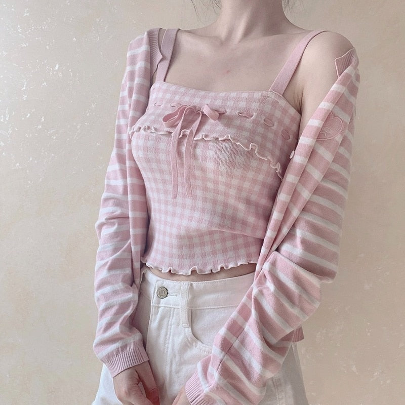 Pretty Bow Gingham Crop Top