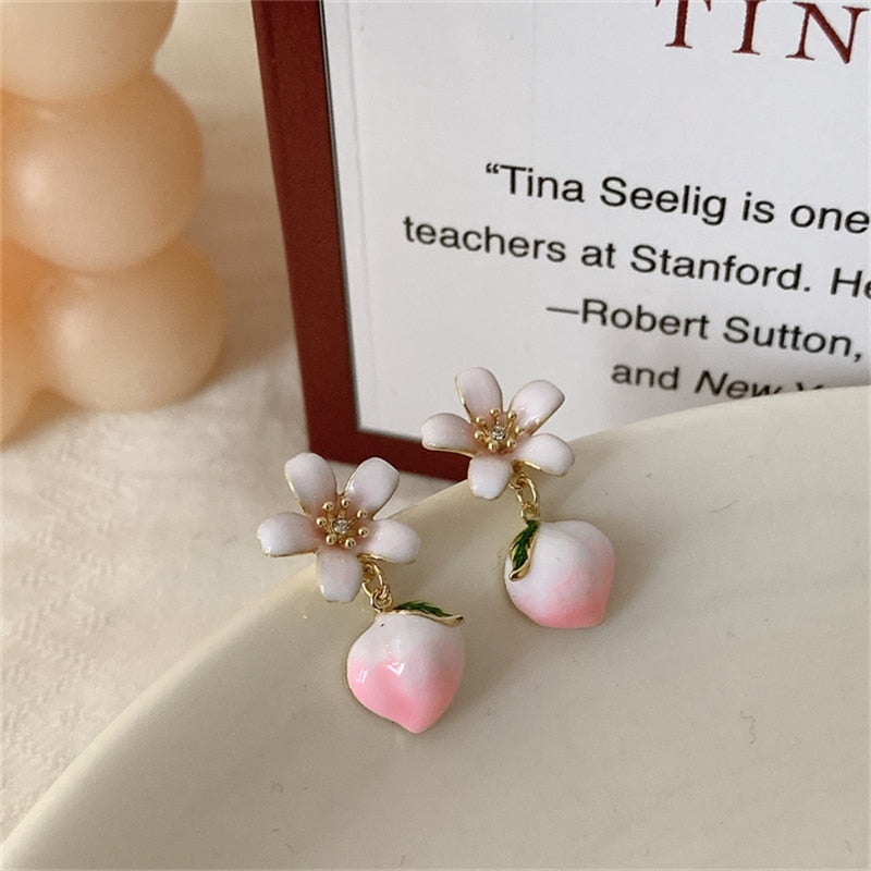 Peach Flower Earrings