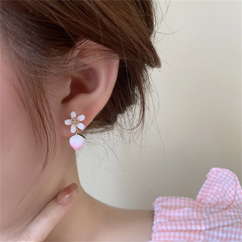 Peach Flower Earrings