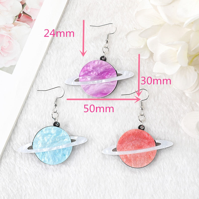 Space Planet Drop Earrings