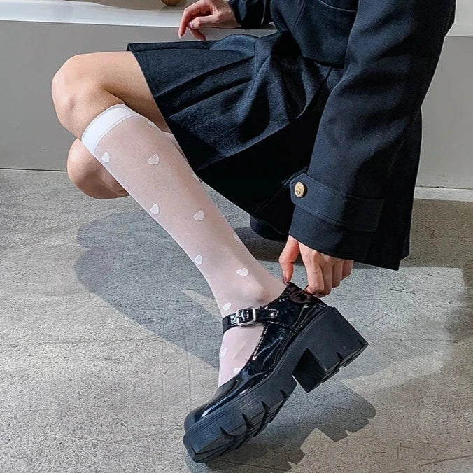 Sheer Heart Knee-High Socks