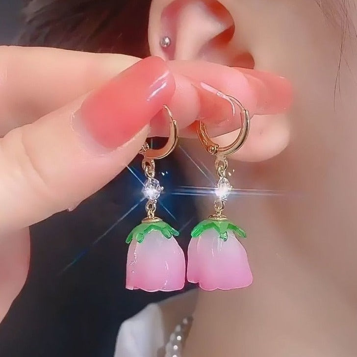 Precious Tulip Flower Earrings