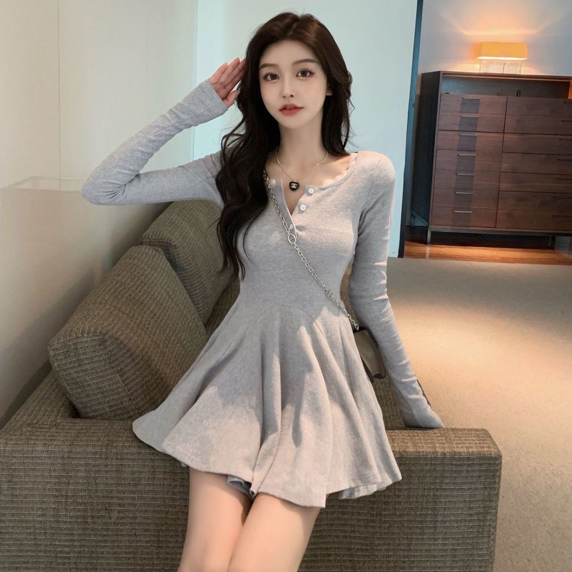 Long Sleeve Button Dress