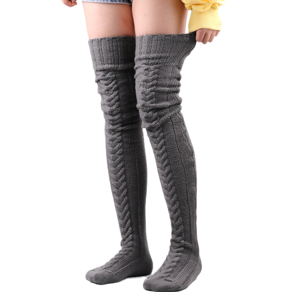 Thigh-High Knitted Socks