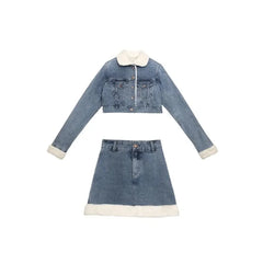 Chill Denim Two-Piece Skirt Set