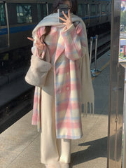 Long Plaid Rainbow Coat