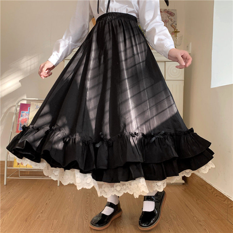 Layered Vintage Style Ruffled Pleated Skirt