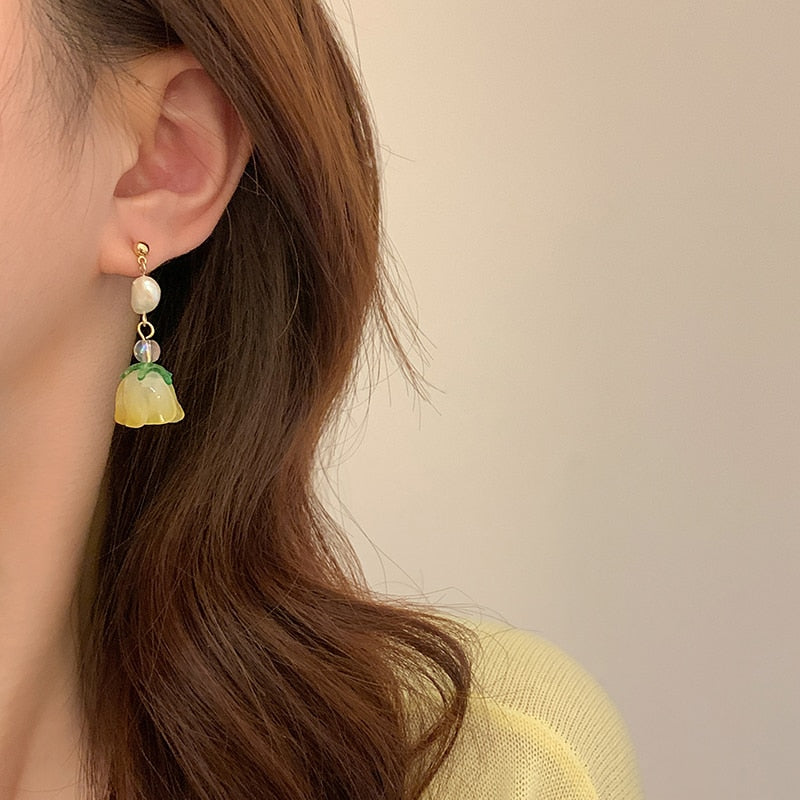 Precious Tulip Flower Earrings