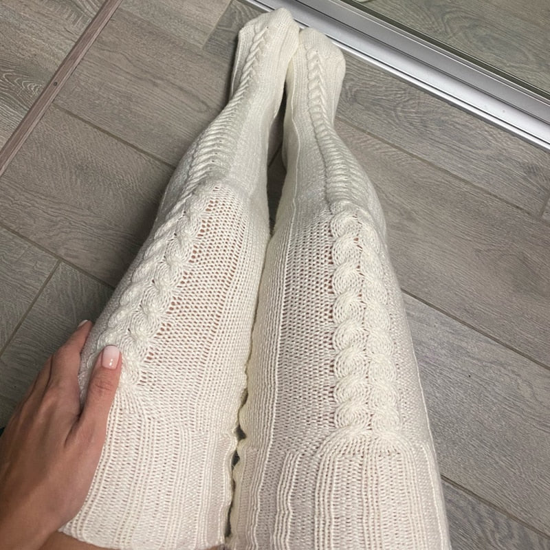 Thigh-High Knitted Socks