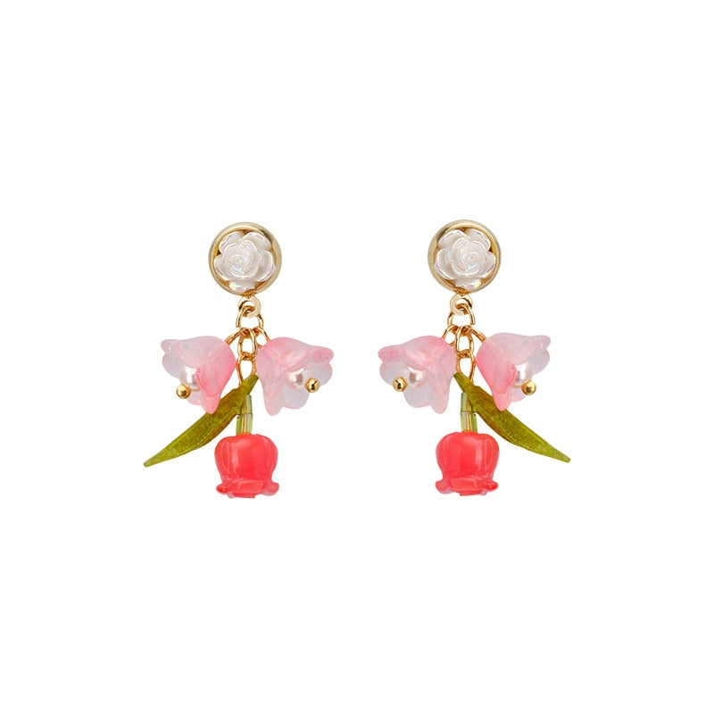 Precious Tulip Flower Earrings