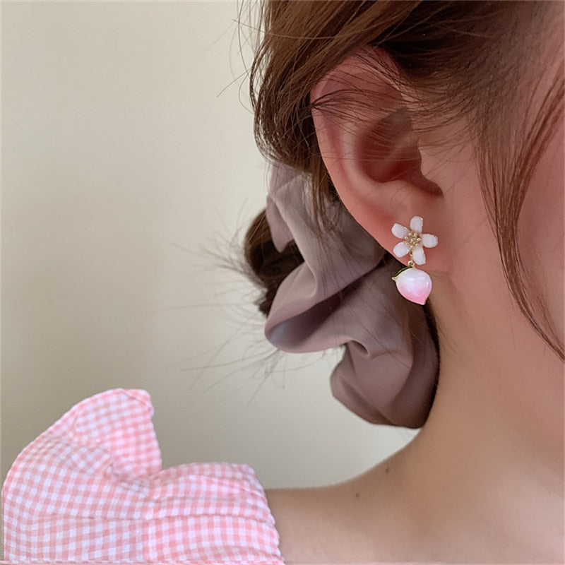 Peach Flower Earrings