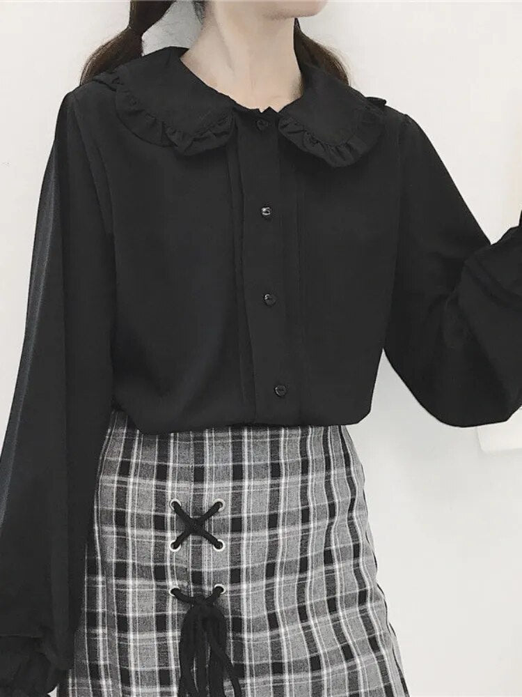 Kawaii Long Sleeve Peter Pan Collar Blouse