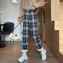 Fleece-Lined Plaid Pants