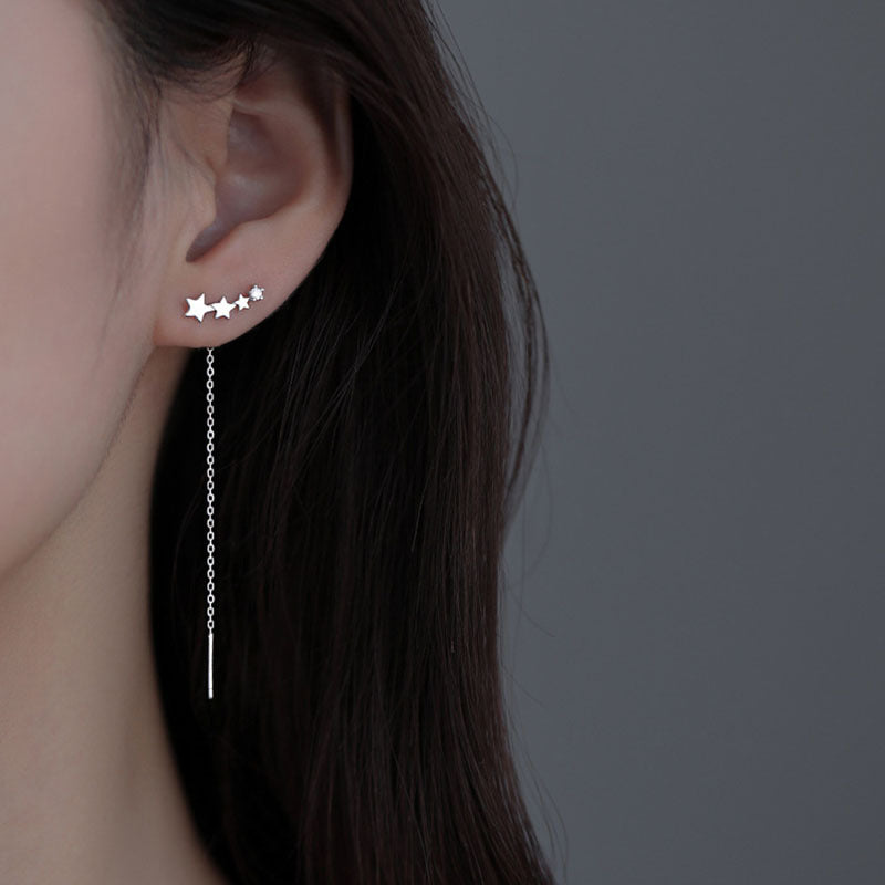 Long Starry Thread Chain Earrings