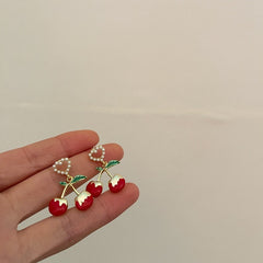 Sweet Cherry Heart Earrings