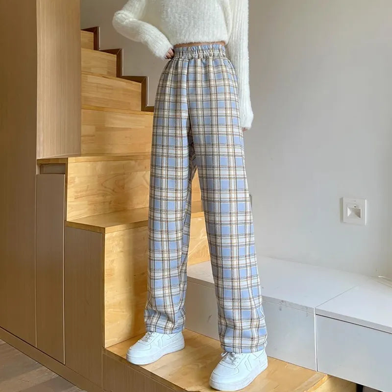 Fleece-Lined Plaid Pants