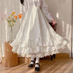 Layered Vintage Style Ruffled Pleated Skirt