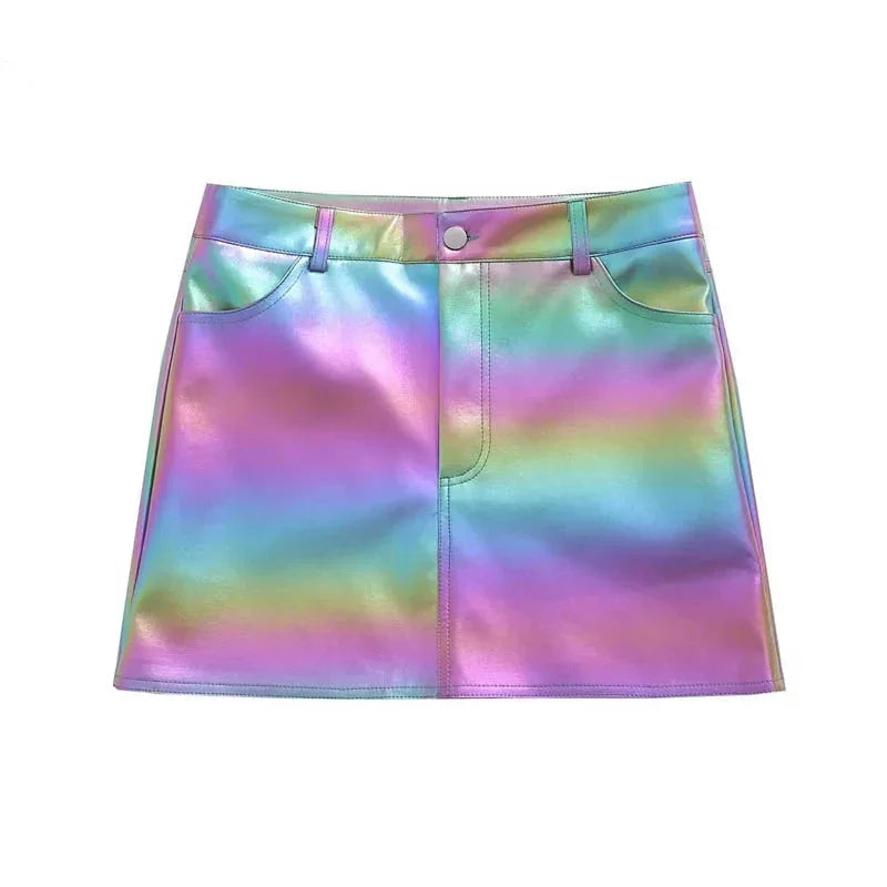 Metallic Rainbow Mini Skirt