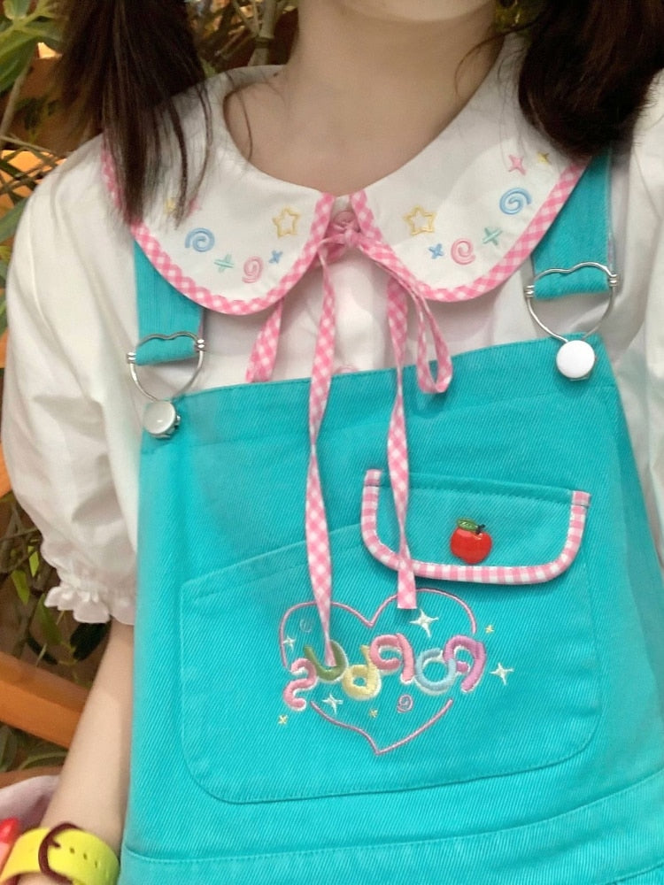 Kawaii Embroidered Collar Blouse