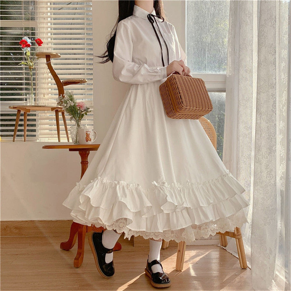 Layered Vintage Style Ruffled Pleated Skirt