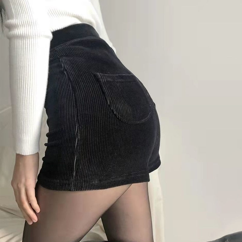 High Waist Corduroy Shorts