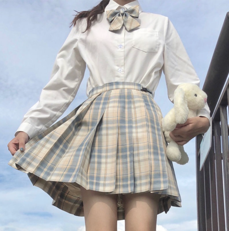 Pleated Plaid School Style Skirt