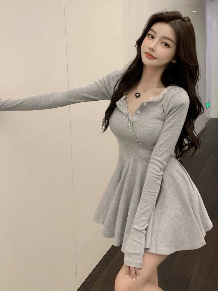 Long Sleeve Button Dress