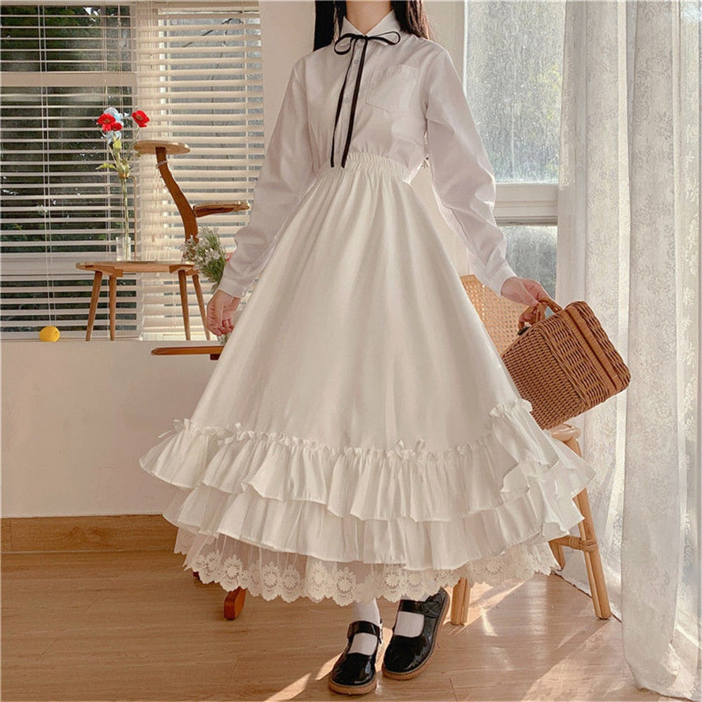 Layered Vintage Style Ruffled Pleated Skirt