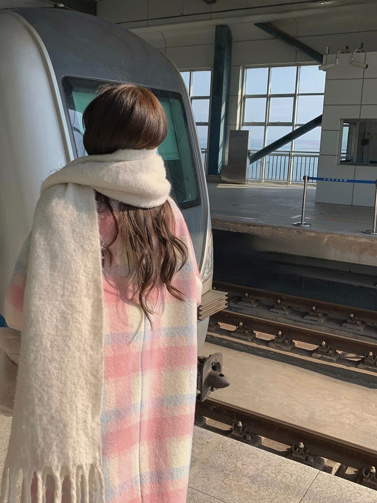 Long Plaid Rainbow Coat