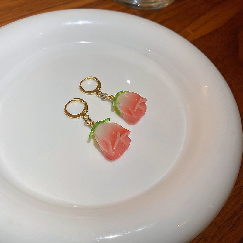 Precious Tulip Flower Earrings