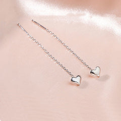 Long Heart Thread Chain Earrings