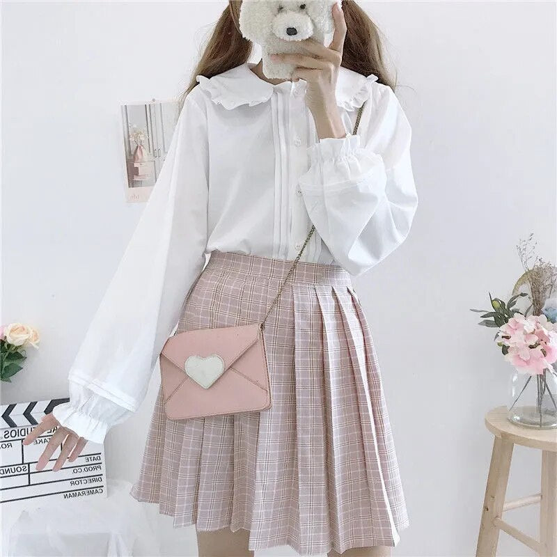 Kawaii Long Sleeve Peter Pan Collar Blouse