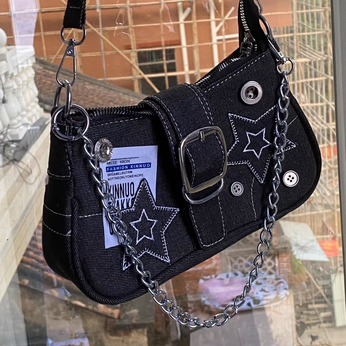 Y2K Star Denim Shoulder Bag