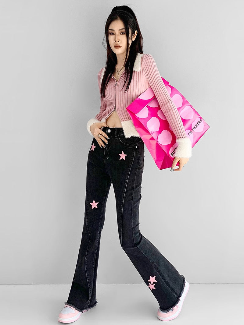 Pink Star Flared Jeans