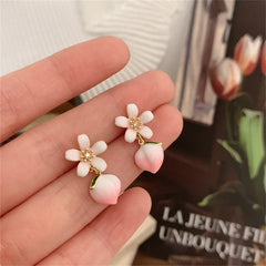 Peach Flower Earrings