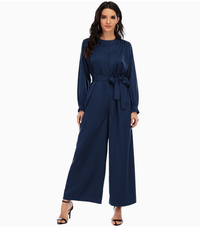 Flap Pocket Knot Hem Belted Satin Jumpsuit