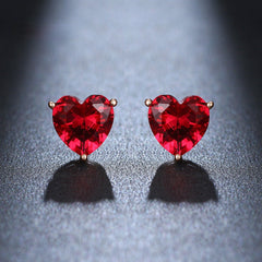 Red Jewel Heart Earrings