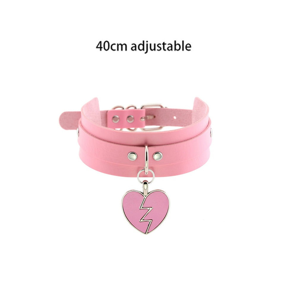 Pink Punk Leather Chokers