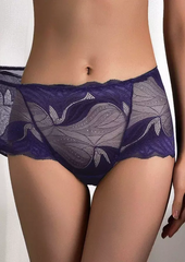 See-Through Lace Splicing Panties - Deep Blue