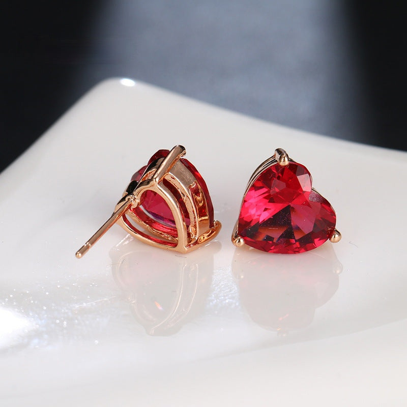 Boucles d'oreilles coeur bijou rouge