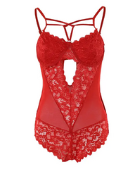 Eyelash Crochet Lace Cutout Teddy With Mask