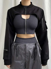 Cyberpunk Super-Cropped Zip-Up Jacket